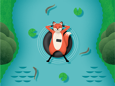 Lazy like a fox design fox illustrator poster stipple tubing vector