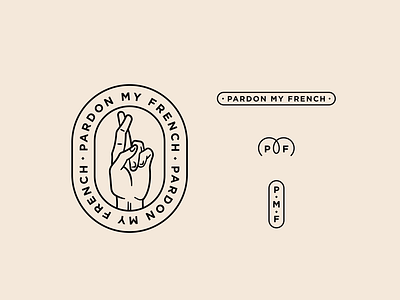 Pardon My French brand fingers crossed logo typography