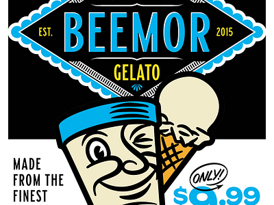 Beemor gelato branding character design gelato ice cream