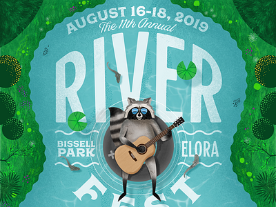 Riverfest 2019 design poster raccoon