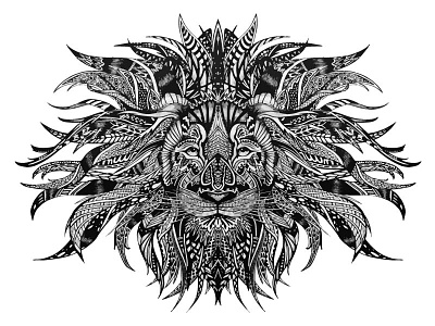 Lion Inked Illustration animal creative drawing illustration lion pen tattoo wild