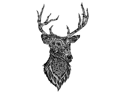 Red Deer / Stag Illustration abstract animal cool creative deer design illustration ink red deer shapes stag tattoo