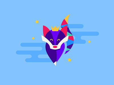 Prince Fox animal art cute dark design flat fox graphic icon monocle rainbow series