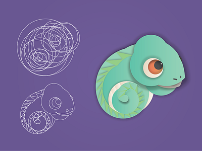 Chameleon animal app chameleon circles cute illustration kids rcm reptile