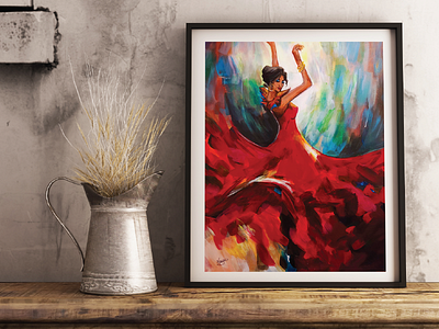 Spanish Dancer - acrylic painting acrylic art beautiful colours dancer love painting red