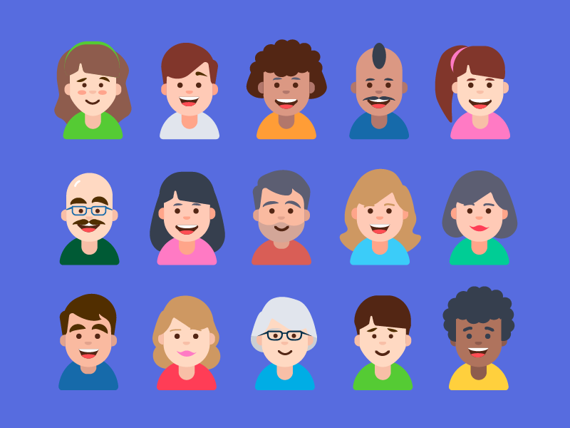 Avatars for iOS App avatars emoticons colour icons faces emojis custom people