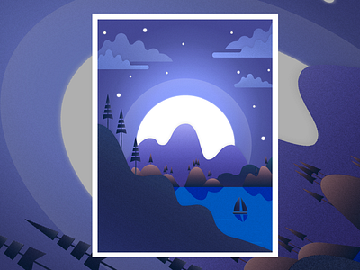 Mountain Night Version art drawing illustration illustrator mountain night purple texture travel