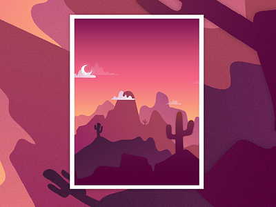 Desert Illustration cactus colour desert gradient gradient color gradients illustration illustrator mountains ui