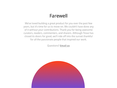 Farewell Trove bye farewell goodbye gradient illustration sunset trove type ui