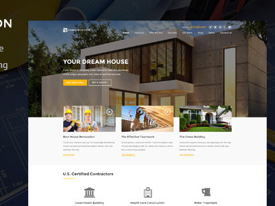 Construction & Building PSD architecture building business clean company construction constructor contractor corporate flat design industry