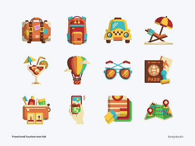 Travel and Tourism Icon Set branding design graphic design icon design illustration ui ux vector