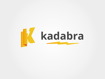 Logo Kadabra ("BoltFlag" Version) app design flag kadabra logo map pin thunderbolt yellow