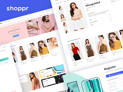 Shoppr Overhaul 2d app branding design ecommence fashion identity modern typography web web design website