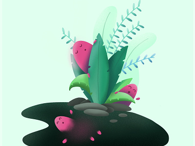 Garden Creatures 2d 3d cute illustration ipad lake leaves procreate