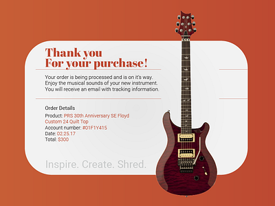 Daily UI 017 Email Receipt daily ui 017 dailyui email receipt graphic design guitar music product design typography ui ui design user interface web design