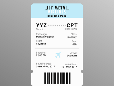 Daily Ui 024 Boarding Pass