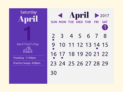 Daily Ui 038 Calendar