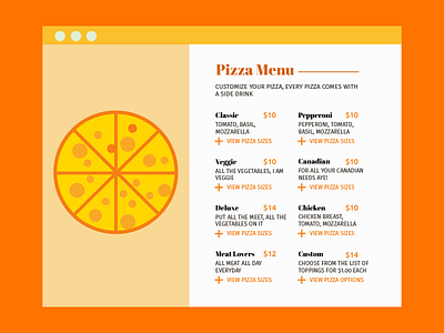 Daily Ui 043 Food/Drink Menu daily ui daily ui 043 e commerce food drink menu graphic design material design pizza product design typography ui ux web design