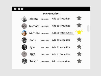 Daily Ui 044 Favourites