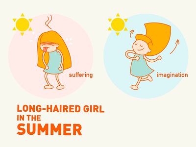 long-haired girl in the summer