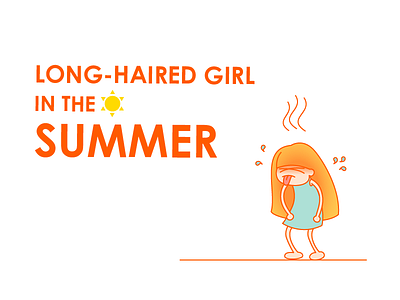 long-haired girl in the summer drawing funny girl illustrator summer