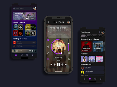 Music Streaming App - UI Concept Design app design ios iphone mobile mockup music music streaming spotify ui ux