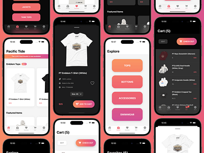 App: Pacific Tide Clothing & Apparel app app design brand branding digital digital design digitaldesign interface swift swiftui ui ui design uidesign uiux ux ux design uxdesign visual visual design visualdesign