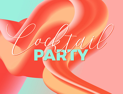 Cocktail party banner 3d background colorful design fluid gradient graphic design illustration minimal typography vector