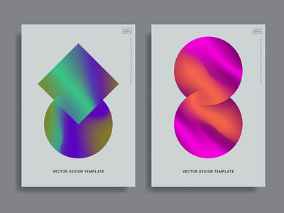 Set of posters with gradient geometric shapes