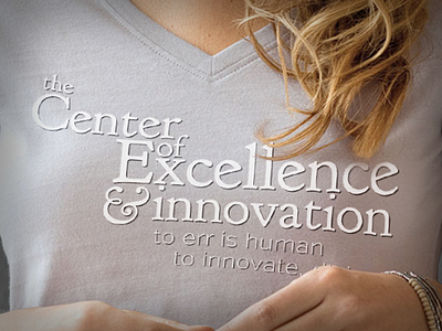 t-shirt logo for the Center of Excellence center of excellence excellence fictional organization innovation pride self confidence self perception