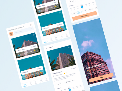 Hotel Booking App Design 🔥 app blue booking branding branding design figma graphic design hotel pastel color ui ux