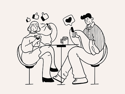 Date character date date night design doodle drawing drinks heart illustration like love procreate selfie sketch social socialmedia