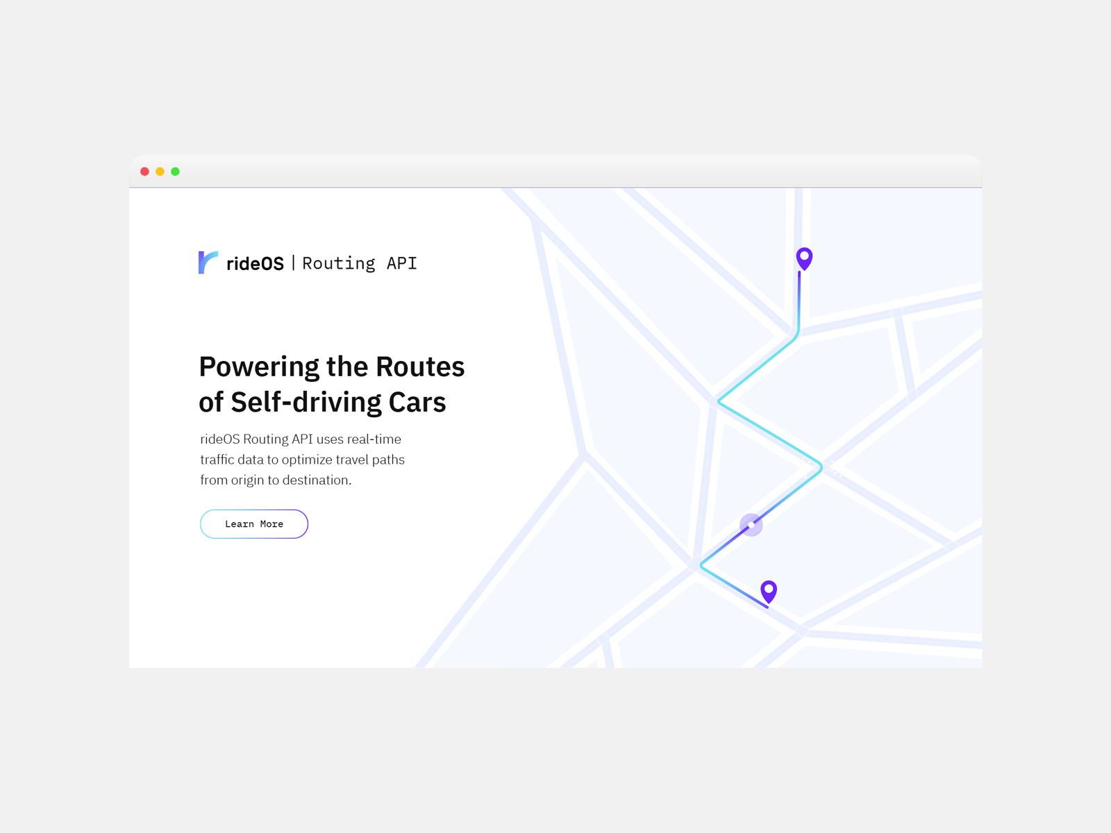 Self-driving Vehicle Routing API Hero Animation animation autonomous autonomous car card design driving hero illustration routing self-driving vehicle website