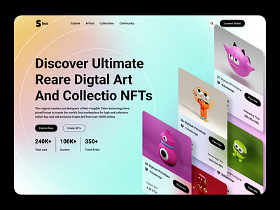 NFTs illustration nft typography ui ux web website
