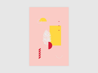 0001 abstract design geometric ilustration nature pink postcard red shapes white yellow