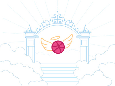 Bring me back to that land.... clouds dribbble gate graphic heaven hello illustration pink vector