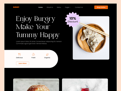 BURGRY Food-Web Header design ui uiux