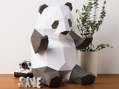 Panda Polaroid 3d canada design lowpolypaper montrea panda paper paper art papercraft
