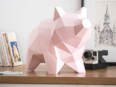 Piggy 3d canada design lowpolypaper montreal paper paper art papercraft pig