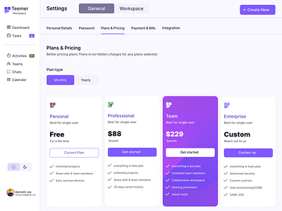 A pricing page