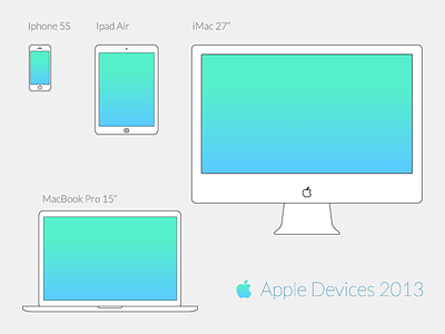Freebies - Apple Vector Wireframe Devices (2013) air apple device imac ipad iphone macbook vector wireframe
