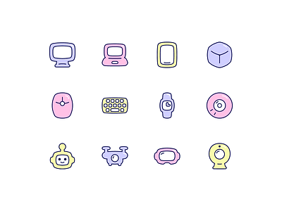 Stickies Icons - Technology Set cute design icons stickers vector