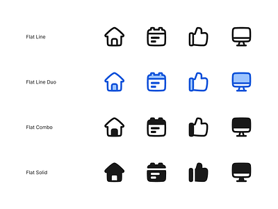 Flat Icon Set - Style variations design flat icons interface line minimal solid style ui vector