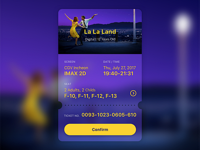 🎬Movie Mobile Ticket daily ui interface lalaland mobile movie ticket ui ux