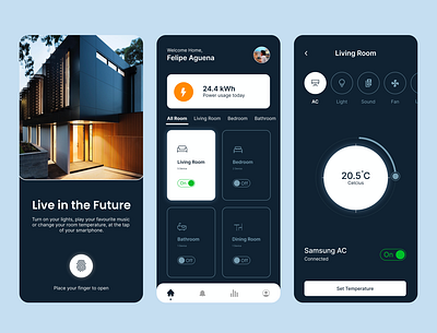 Smart Home - Mobile App UI Design app branding design glassmorphism graphic design illustration logo ui ux vector