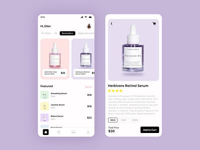 Skincare App UI Design