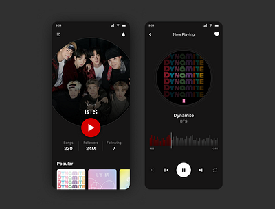 Music Player App UI Design 3d animation app branding bts design glassmorphism graphic design illustration logo motion graphics music app ui