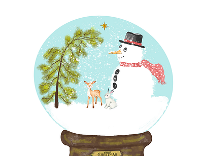 Magical snow globe 300dpi 4000px christmas design graphic design high quality holidays illustration snowglobe snowman winter