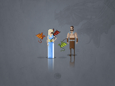 8-Bit Game of Thrones Daenerys 8 bit daenerys dragons fantasy gaming got queen retro tv