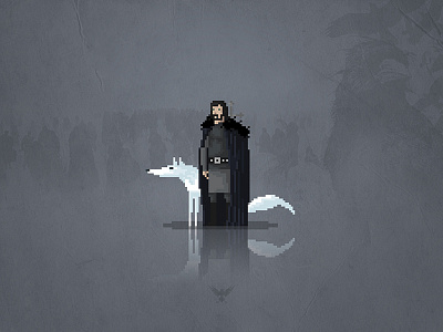 8-Bit Game of Thrones Jon Snow 8 bit fantasy gaming got jon night watch retro snow tv wolf